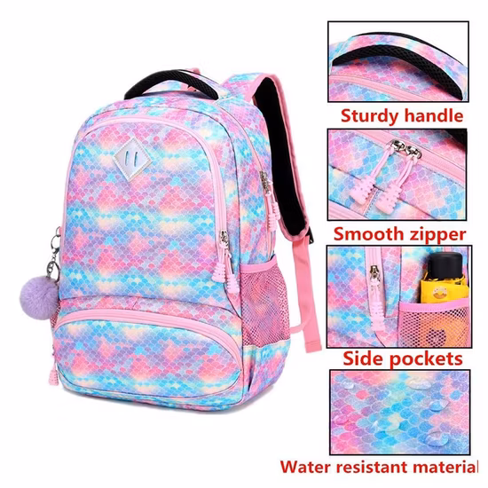 Stilvolles Teenager-Mädchen-Rucksack-Set für Kinder, Schul-Büchertasche mit Lunch-Einkaufstasche, Federmäppchen, Einhorn-Schultaschen-Rucksack